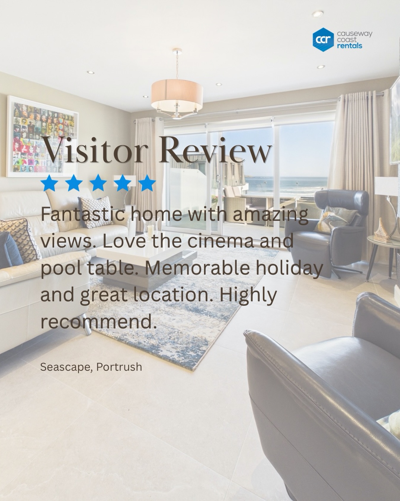 5⭐️ review for Seascape, Portrush

Thank you for choosing to stay with us!!

📲Comment ‘CCR’ to be sent a link to our website to view and book all properties online!

#causewaycoastrentals #portstewart #stayhere #portrush